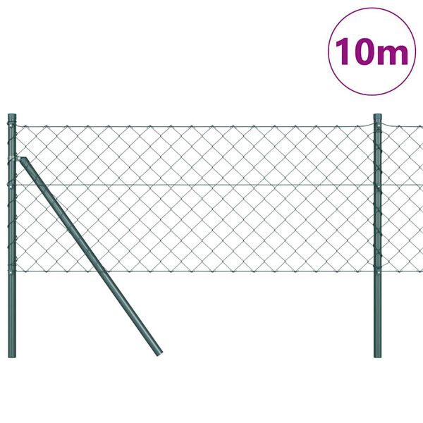 vidaXL Fence Post Green 10 x 0.6 m (60 x 60 mm mesh) Steel and PVC