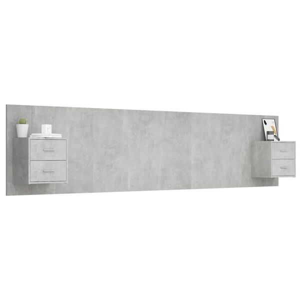 vidaXL Bed Headboard with Cabinets Concrete Grey Engineered Wood