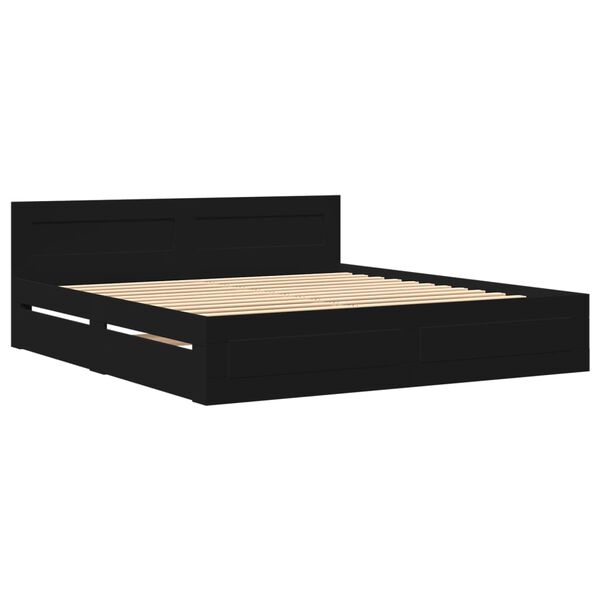 vidaXL Bed Frame with Headboard without Mattress Black 180x200 cm Super King