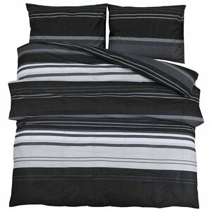 vidaXL 140 x 200 cm + 60 x 70 cm 100% Cotton Black Stripes