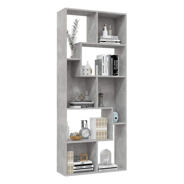 vidaXL Book Cabinet Concrete Grey 67x24x161 cm Engineered Wood