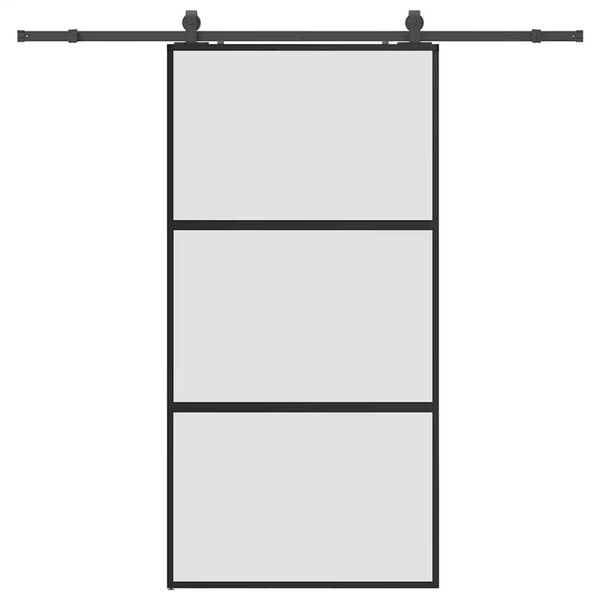 vidaXL Sliding Door with Hardware Set Black 102.5x205 cm Tempered Glass