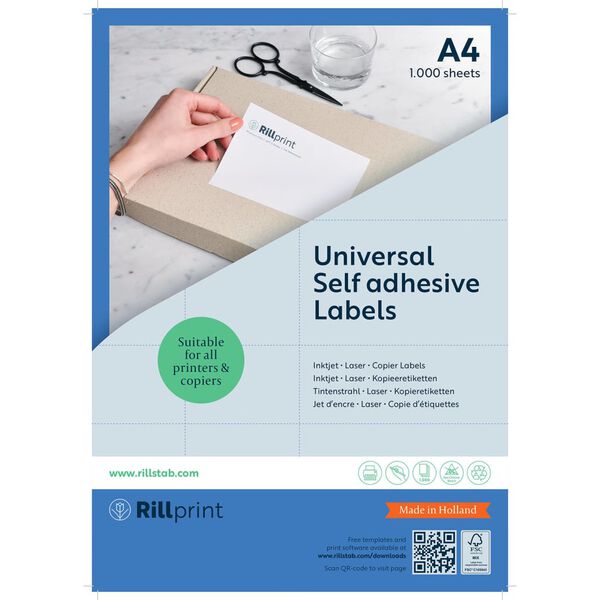 rillprint Self-adhesive Sticker Labels 105x148 mm 1000 Sheets White