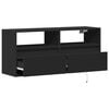 vidaXL TV Wall Cabinet with LED Lights Black 100x31x45 cm