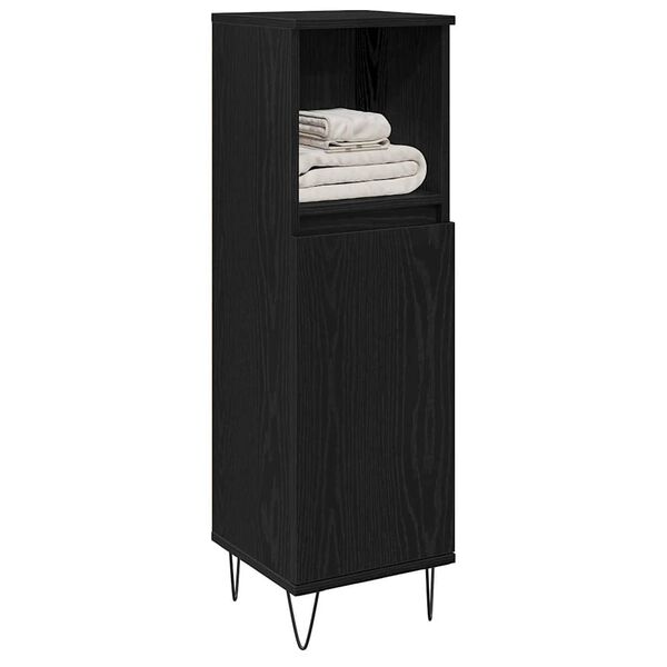 vidaXL Bathroom Cabinet Black Oak 30 x 30 x 100 cm Engineered Wood