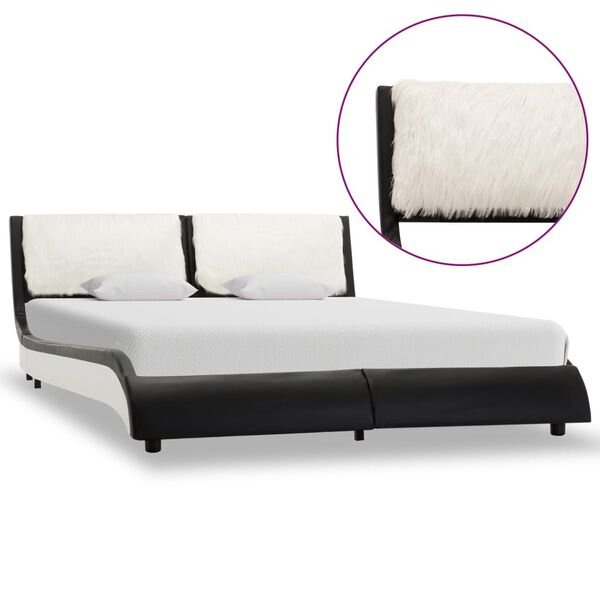 vidaXL Bed Frame without Mattress Black&White Faux Leather 135x190 cm Double