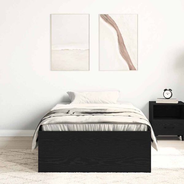 vidaXL Bed Frame without Mattress Black Oak 90x200 cm Engineered Wood