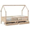 vidaXL Kids Bed Frame with Drawers without Mattress 90x190 cm Single Solid Wood