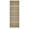 vidaXL 5-Tier Book Cabinet White and Sonoma Oak 60x24x175 cm Engineered Wood