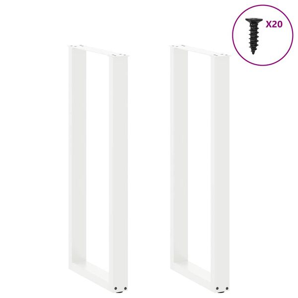 vidaXL Bar Table Legs U-Shaped 2 pcs White 40x(110-111) cm Steel