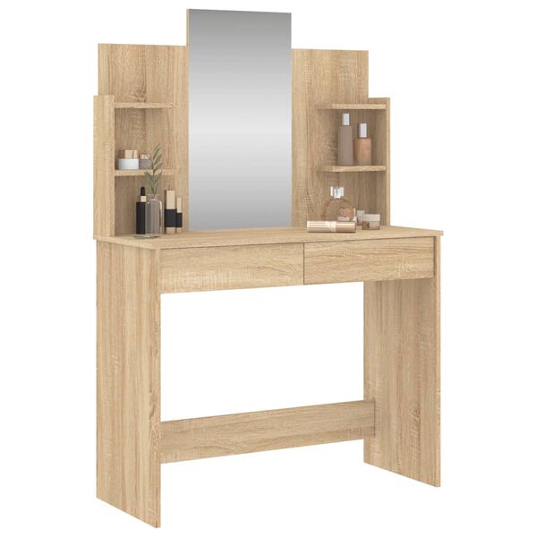 vidaXL Dressing Table with Mirror Sonoma Oak 96x39x142 cm