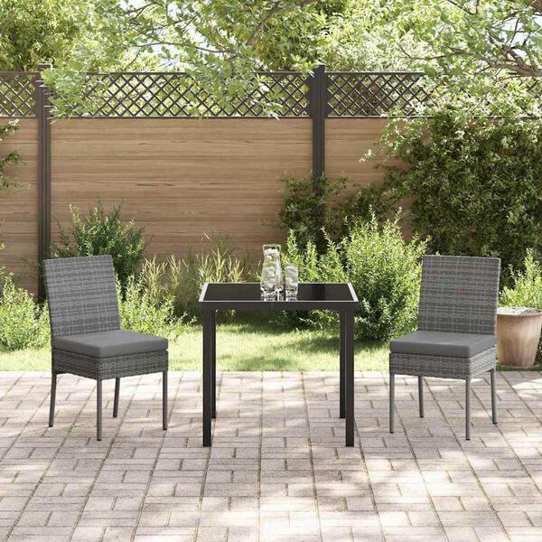 vidaXL Garden Dining Set 3 pcs Grey Powder-Coated Steel