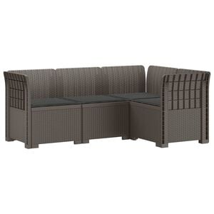 vidaXL 4-Seater Garden Sofa with Cushions Rattan Look PP Light Grey