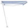 vidaXL Freestanding Manual Retractable Awning 500x350 cm Blue/White