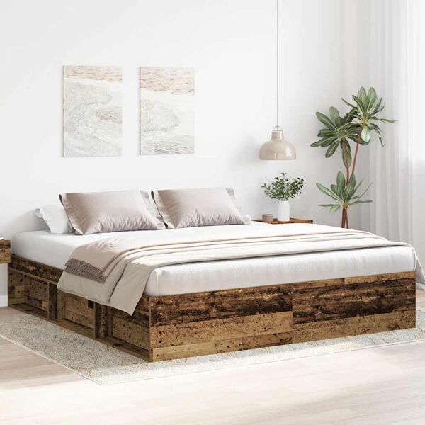 vidaXL Bed Frame without Mattress Old Wood 200x200cm Engineered Wood