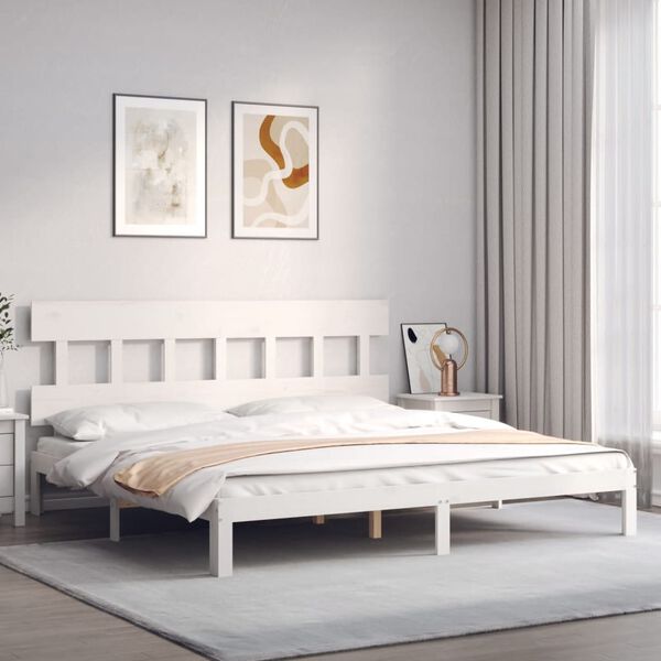 vidaXL Bed Frame without Mattress White 200x200 cm Solid Wood Pine