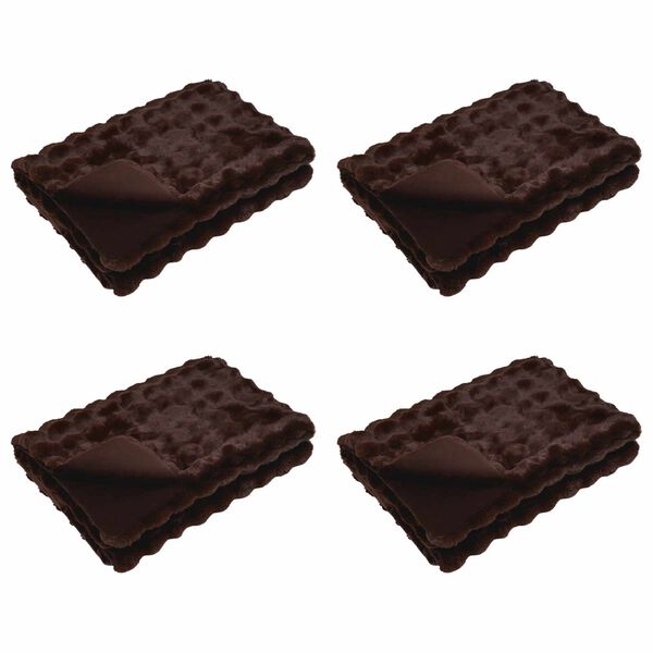 vidaXL Faux Rabbit Fur Blanket 4 pcs Camel 220 x 240 cm Polyester