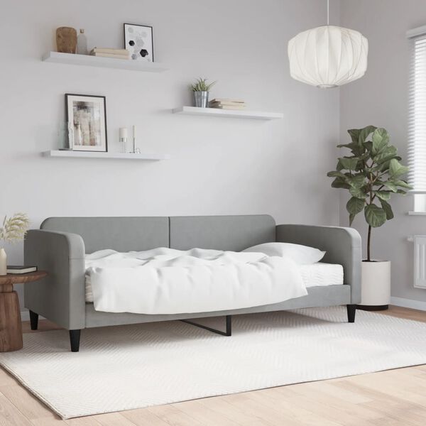 vidaXL Daybed with Mattress Light Grey 90x190 cm Fabric