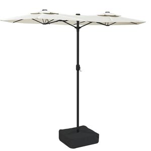 vidaXL Double-Head Garden Parasol with LEDs Sand White 316x145 cm