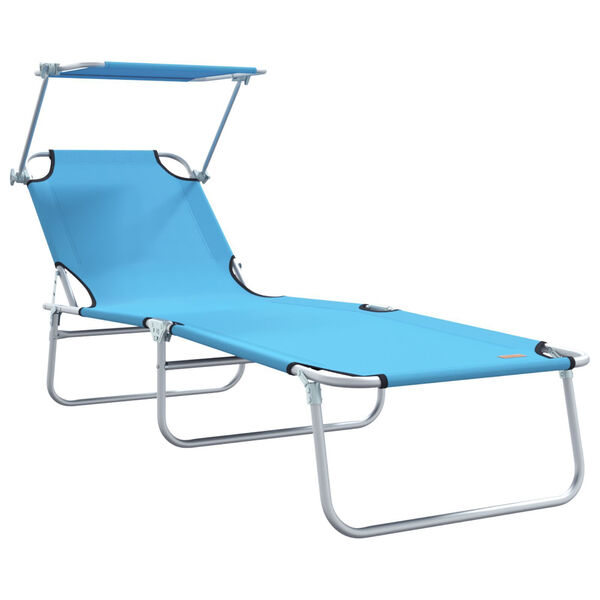 vidaXL Sun Lounger Folding 2-person 2 pcs Blue 58 x 188 x 77cm Fabric