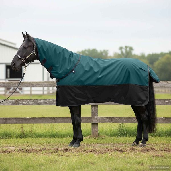 vidaXL Horse Blanket Dark Green and Black 155 cm Polyester