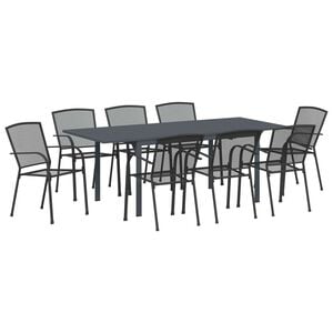 vidaXL Garden Dining Set 9 pcs Anthracite Steel