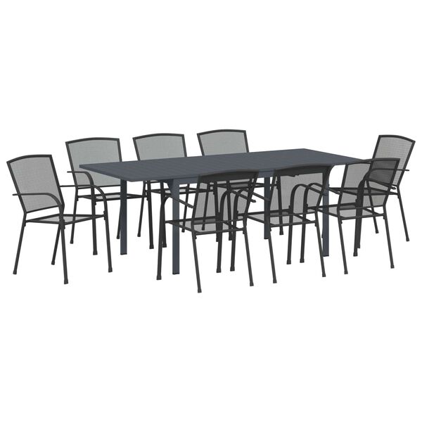 vidaXL Garden Dining Set 9 pcs Anthracite Steel