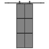 vidaXL Sliding Door with Hardware Set Black 76x205 cm Tempered Glass