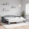 vidaXL Daybed with Trundle and Mattresses Light Grey 90x190 cm Fabric