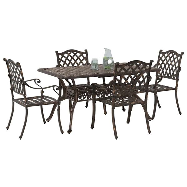 vidaXL Garden Dining Set 5 pcs Bronze Aluminium