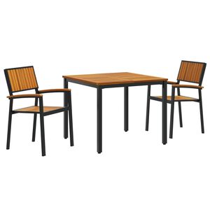 vidaXL Garden Dining Set 3 pcs Black Solid Acacia Wood