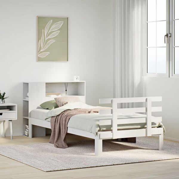 vidaXL Bookcase Bed without Mattress White 75x190 cm Small Single Solid Wood Pine