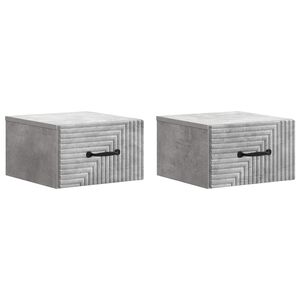 vidaXL Wall-Mounted Bedside Cabinet 2 pcs Concrete Grey