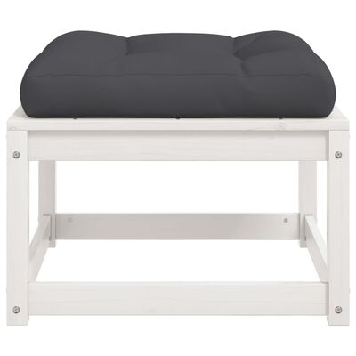 vidaXL Garden Footstool with Cushions White Solid Wood Pine