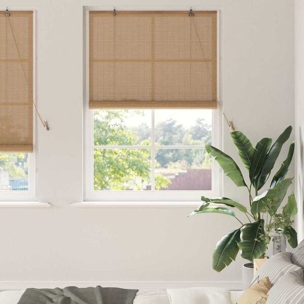 vidaXL Roller Blind with Curtains Manual Brown 110 x 220 cm Bamboo