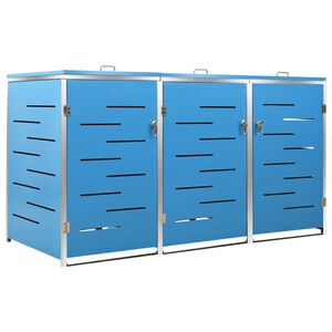 vidaXL Triple Wheelie Bin Shed 207x77.5x115 cm Stainless Steel