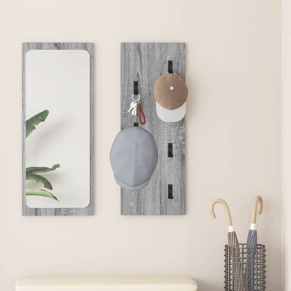 vidaXL Wall-Mounted Coat Rack Grey Sonoma 30 x 1.5 x 80 cm