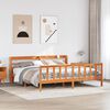 vidaXL Bed Frame with Headboard without Mattress Wax Brown 180x200 cm Super King