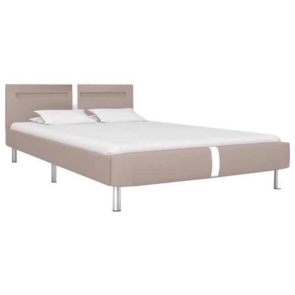 vidaXL Bed Frame with LED without Mattress Cappuccino 135x190 cm Double