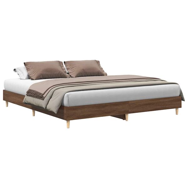 vidaXL Bed Frame No Mattress Brown Oak 200x200 cm Engineered Wood
