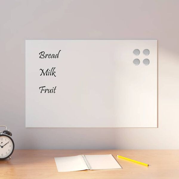 vidaXL Wall-mounted Magnetic Board White 60x40 cm Tempered Glass