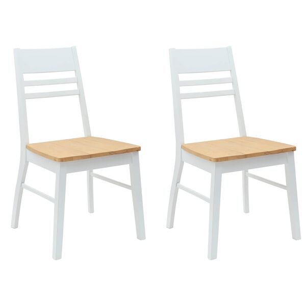 vidaXL Dining Chairs 2 pcs White 43 x 54 x 89 cm Solid Rubber Wood