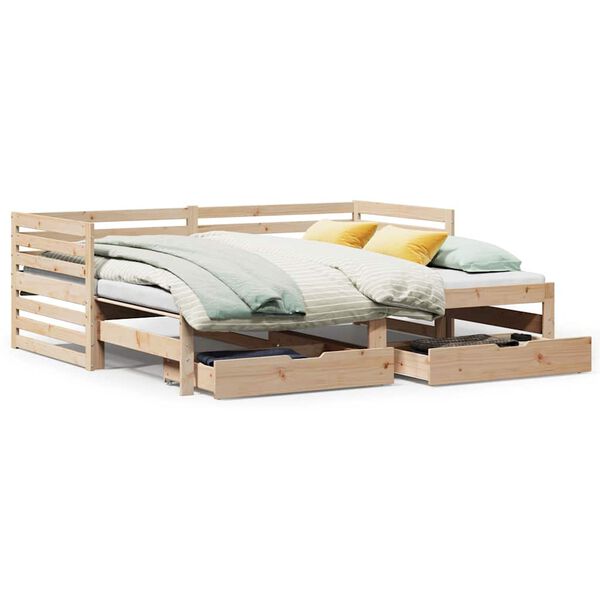 vidaXL Daybed with Drawers without Mattress 90x200 cm Solid Wood