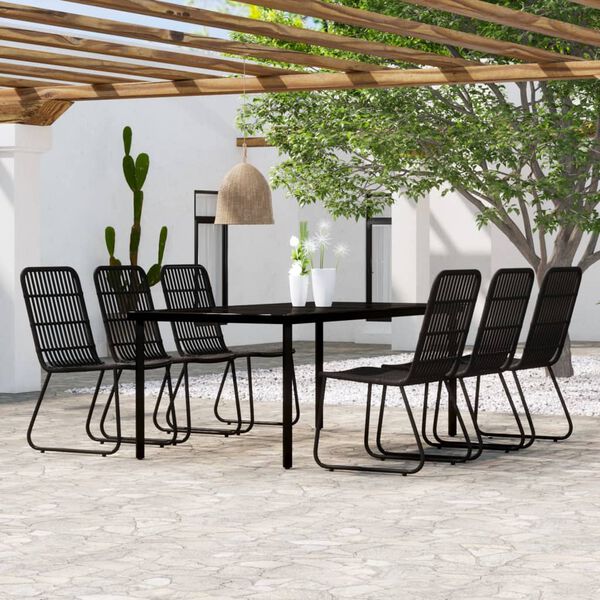 vidaXL 7 Piece Garden Dining Set Black