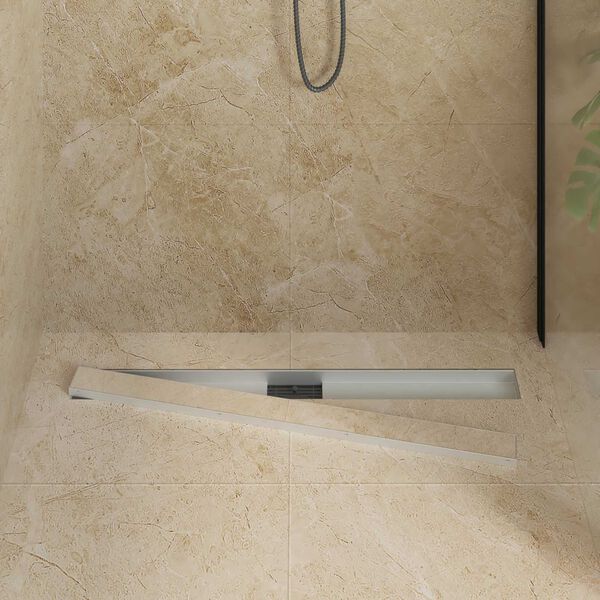 vidaXL 2 in 1 Shower Drain Silver 90 cm Stainless Steel 304