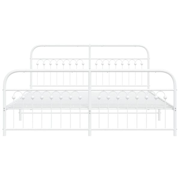 vidaXL Metal Bed Frame without Mattress with Footboard White 183x203cm