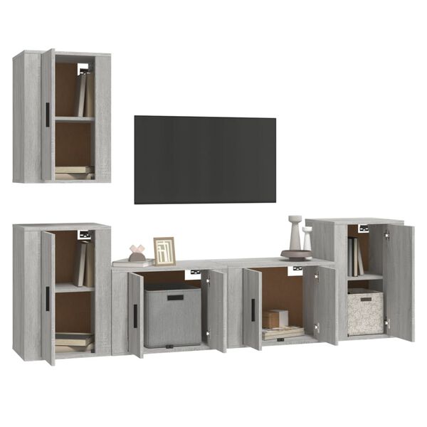 vidaXL 5 Piece TV Cabinet Set Grey Sonoma Engineered Wood