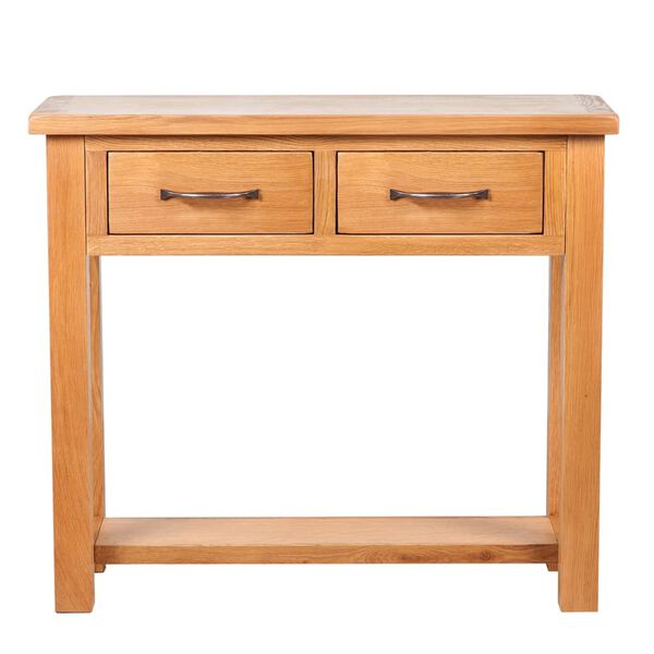 vidaXL Console Table with 2 Drawers 83x30x73 cm Solid Oak Wood