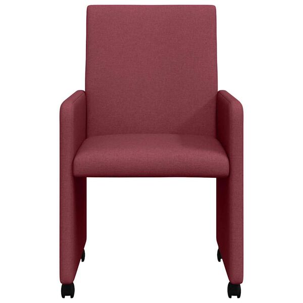 vidaXL Dining Chairs with Wheels 2 pcs Wine red 57 x 66 x 94 cm Fabric