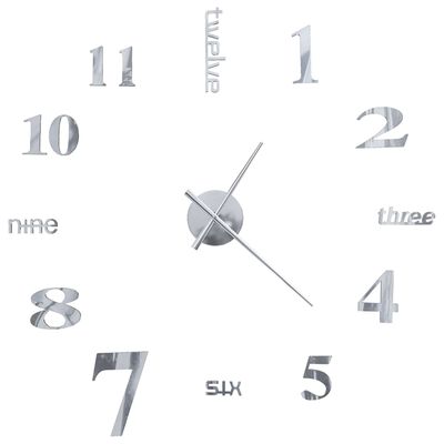 vidaXL 3D Wall Clock Modern Design 100 cm XXL Silver